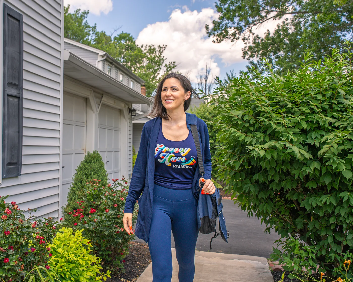 A Groovy Hues team member arriving at a client's home in Greater Philadelphia
